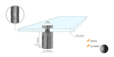 kovový distanční šroub 13 x 19 mm